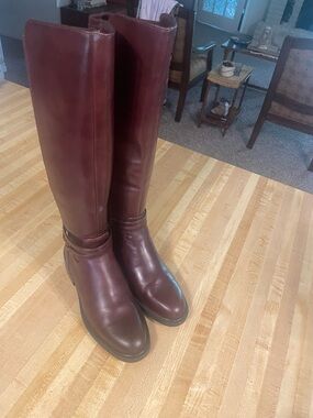 Vince Camuto Tall Over-the-Knee Leather Boots in Burgundy